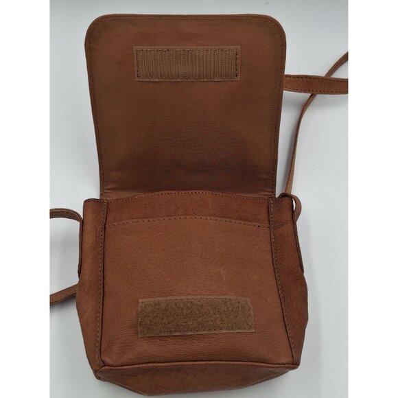 Brown Faux Leather Crossbody Bag With Embroidered Running Horses Design - Picture 4 of 10